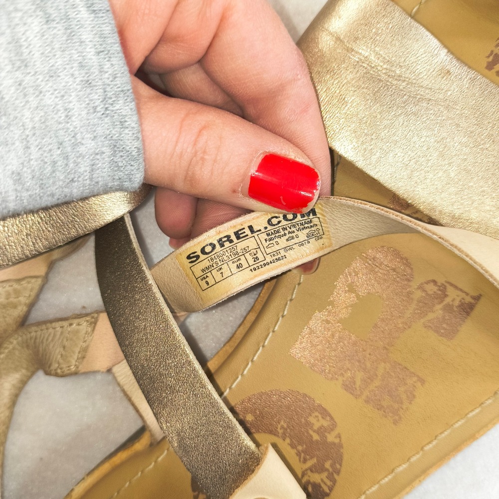 Sorel Gold Metallic Strappy Gladiator Sandals Women’s Size 9 - Picture 2 of 6